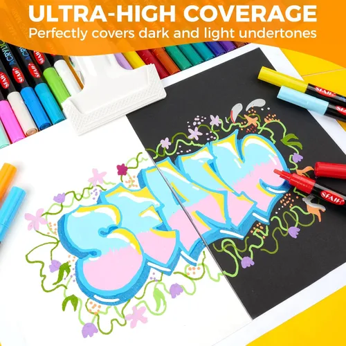 Miniatura 2 de SFAIH 36 marcadores de pintura acrílica vibrantes, cobertura ultra alta, bolígrafo de pintura fina de 0.04 a 0.079 pulgadas para cualquier