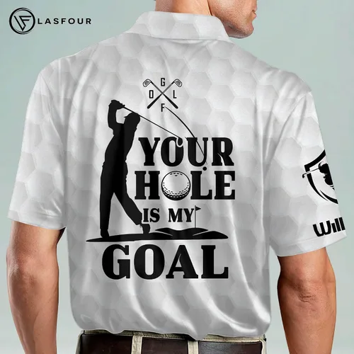 Miniatura 5 de Camisas de golf divertidas personalizadas para hombres Your Hole is My Goal camisas de golf para hombre manga corta Dri Fit polo ligero