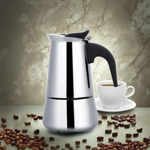 Miniatura 5 de Cafetera de café expreso, cafetera portátil de acero inoxidable, cafetera expreso, clásica para el hogar, la oficina (3.3 fl oz)