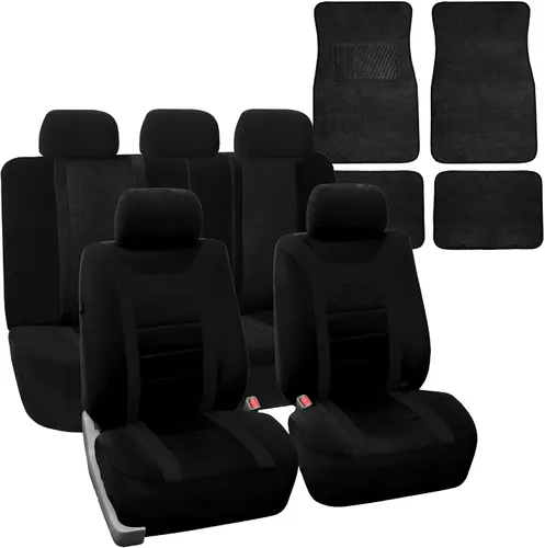 Miniatura 11 de FH Group Juego completo de fundas de asiento deportivo para automóvil, ajuste universal para autos, camiones y SUV (beige) FB070115 + F14407
