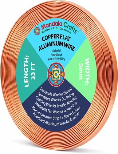 Miniatura 8 de Mandala Crafts Alambre de aluminio anodizado plano de 0.118 in para fabricación de joyas, alambre de bisel negro flexible de color de 33 pies