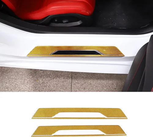 Miniatura 7 de Protector de umbral de puerta de fibra de carbono suave compatible con Chevrolet Corvette C8 2020-2026, tira de umbral de puerta, accesorios de tira