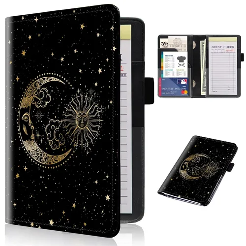 Miniatura 37 de Libros de servidor para camareras con bolsillo con cremallera – Libro de camarera gótico pastel con calavera de bruja, organizador de dinero