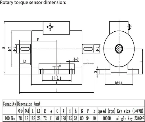Miniatura 2 de Sensor de par dinámico ATO, eje a eje, 100 Nm, Sensor de par rotativo, 0.5% de precisión FS, DC 24V, 10kHz ± 5kHz señal de salida