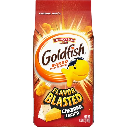 Miniatura 24 de Goldfish Mega Bites Galletas de Queso Cheddar Fuerte, Bolsa de 5.9 Oz