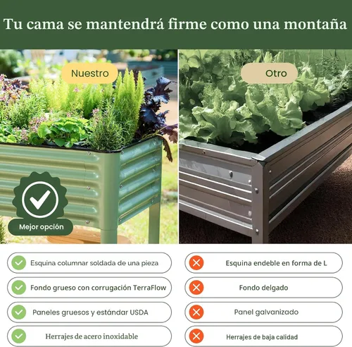 Miniatura 6 de Cama de jardín elevada rodante - Serie V, camas de jardín de 2' x 4' con patas y estante de almacenamiento para patio y porche, capacidad