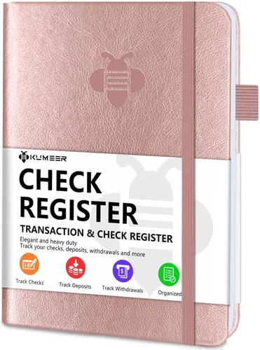Miniatura 7 de Registro de cheques - Registros de cheques elegantes para chequera personal con registros de cheques y transacciones, registro de chequera de tapa