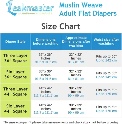 Miniatura 6 de LeakMaster Pañales de tela para adultos, pañales planos de tejido de muselina 100% algodón, para uso con alfileres o sujetadores, solución
