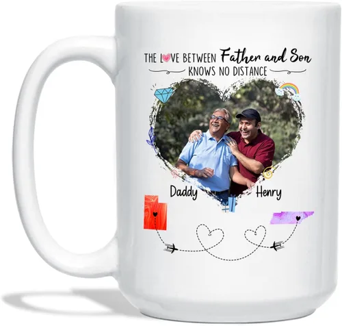 Miniatura 20 de Taza de café blanca con texto en inglés «Choose States Names», 11 tazas de 15 onzas con texto en inglés «The Love Between Father And Daughter Knows