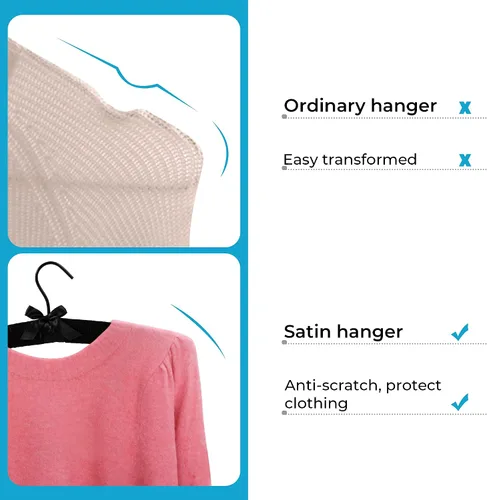 Miniatura 3 de JS Hanger Percha acolchada para suéteres, perchas extra grandes de 17 pulgadas con cubierta de satén, sin protuberancias de hombro para ropa