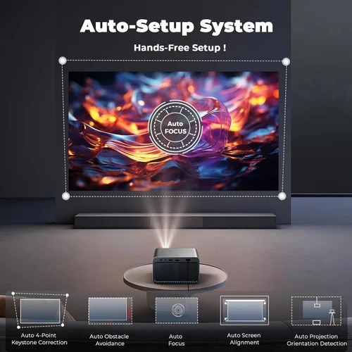 Miniatura 4 de Proyector con WiFi y Bluetooth: [1800 ANSI/Ai Auto Focus/800+ aplicaciones/compatible con Netflix] Proyector para exteriores 4K compatible con 1080P