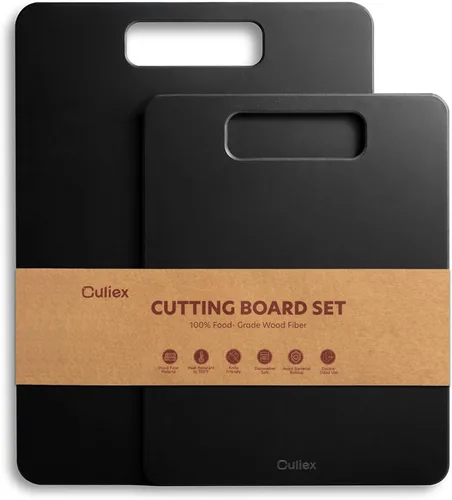 Miniatura 7 de Tablas de Cortar para Cocina [Juego de 2], Tabla de Cortar Compuesta de Fibra de Madera, Apta para Lavavajillas, Tabla de Cortar Antideslizante No