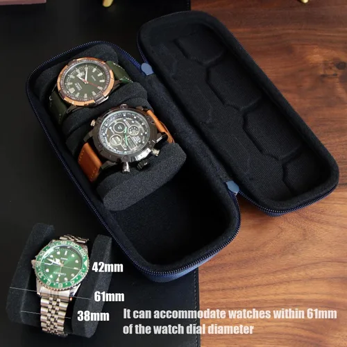 Miniatura 4 de Caja organizadora de reloj para hombres o mujeres, estuche de viaje para 3 relojes, soporte portátil de almacenamiento para relojes de pulsera