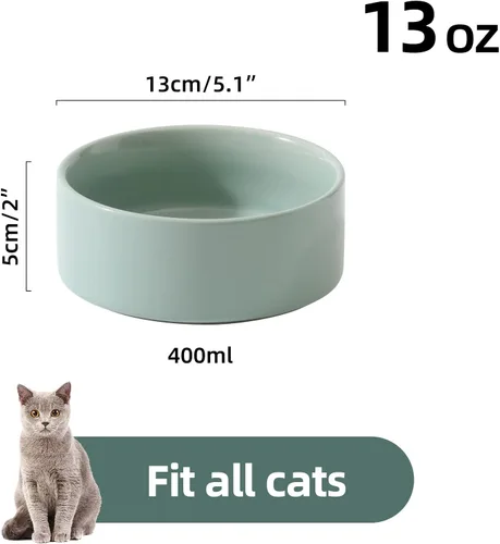 Miniatura 2 de Havniva Cuencos de agua para gatos, juego de dos, cuencos de cerámica de 5.1 pulgadas para comida y agua para gatos, cuencos de comida para mascotas
