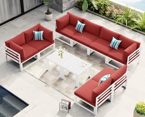 Miniatura 99 de NICESOUL - Juego de 10 muebles de patio extra grandes de aluminio moderno, sofá para exteriores con asiento de 29" de profundidad y ancho, 500 lbs