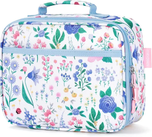 Miniatura 11 de mibasies Lonchera infantil para niñas, bolsa de almuerzo aislada y reutilizable para la escuela, preescolar, jardín de infantes, fresas surtidas