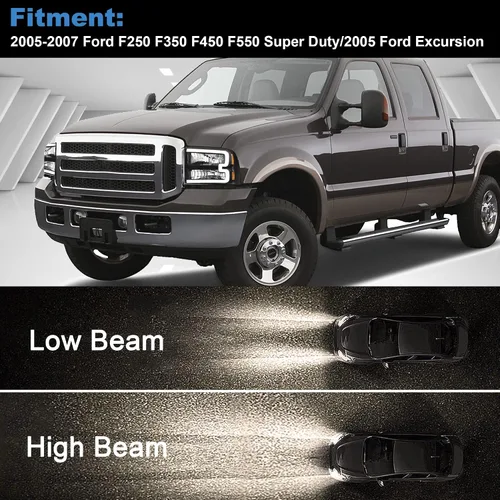 Miniatura 5 de Conjunto de faros halógenos con luz diurna LED Compatible con Ford F250 F350 F450 F550 Super Duty 2005-2007/Ford Excursion 05