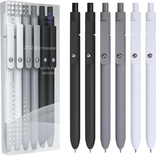 Miniatura 8 de 5 bolígrafos retráctiles de gel retro, bolígrafos de tinta negra de secado rápido, 0.5mm de punta fina con escritura suave y estética, bolígrafos