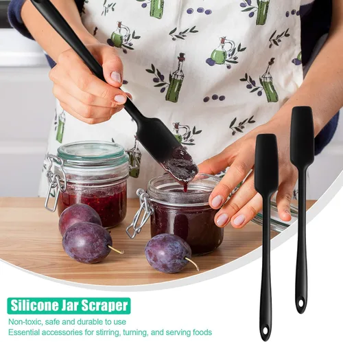 Miniatura 4 de 2 piezas de espátula de silicona de mango largo, raspador de goma antiadherente, espátula resistente al calor, raspador de silicona para tarros