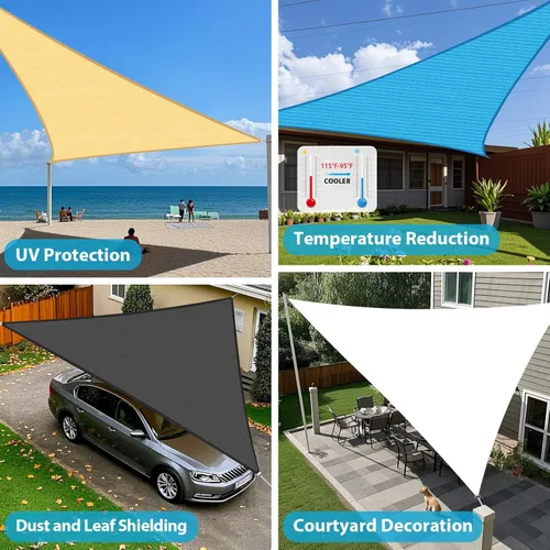Miniatura 2 de Amagenix Toldo parasol de 10 x 10 x 14 pies, borde curvo, para exteriores, color moca, transpirable, 95% bloqueo UV, para patio, jardín, patio