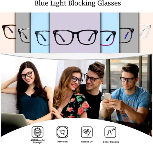 Miniatura 5 de MAXJULI Lentes falsos con lindo marco nerd para lectura/juego/TV/teléfonos lentes para mujeres y hombres (marrón)