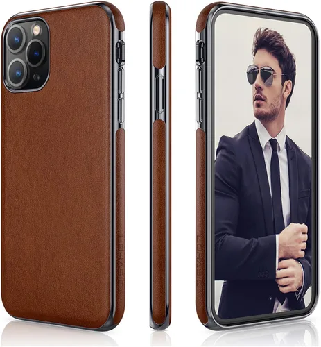 Miniatura 10 de LOHASIC Funda de cuero para iPhone 11, piel sintética delgada con marco galvanizado, agarre antideslizante, parachoques de TPU suave, funda Negro