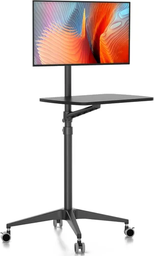 Viozon Escritorio móvil, estación de trabajo móvil, soporte de suelo para portátil multiuso, altura ajustable de 34 a 48.6 pulgadas, compatible con