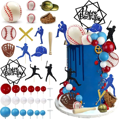 Decoraciones de Pastel de Béisbol Suministros de Decoración de Fiesta Temática Deportiva Decoraciones de Pastel Temático de Béisbol Adorno para