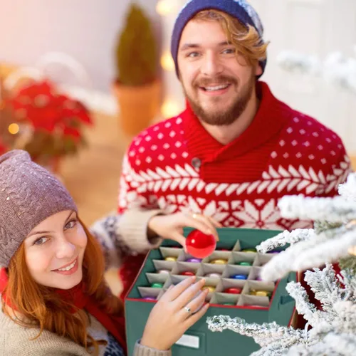 Miniatura 4 de ProPik - Caja de almacenamiento para adornos navideños, con capacidad para 75 esferas, dividida en 3 bandejas con divisores para organizar, hecha