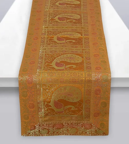 Miniatura 6 de Camino de mesa tradicional de seda rectangular decorativo, mantel de seda para centro de mesa con diseño floral ético, alfombrilla para mesa 152,4 x