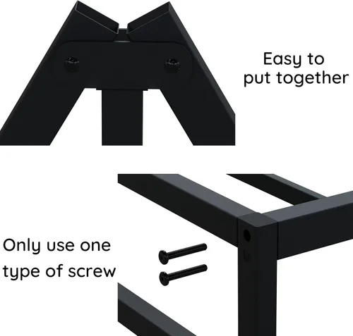 Miniatura 7 de Richwanone Base de cama individual de 5 pulgadas, base de colchón de plataforma metálica con soporte de listones de acero, no necesita somier, fácil