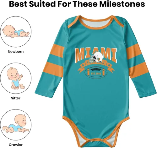 Miniatura 8 de Ropa de bebé personalizada de manga larga de fútbol ropa de bebé recién nacido, número de nombre personalizado, regalos de bebé niño niña