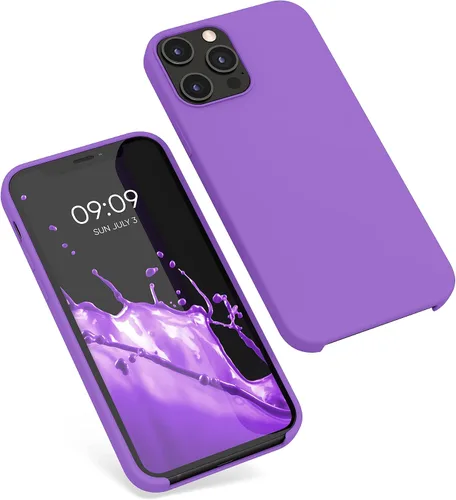 Miniatura 8 de kwmobile Funda compatible con Apple iPhone 12 Pro Max, funda de silicona TPU con acabado suave, color morado orquídea