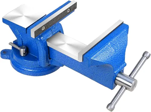 Miniatura 7 de Tornillo de banco resistente de 5 pulgadas, base giratoria de 360° con abrazadera de yunque de acero fundido, tornillo de banco de mesa