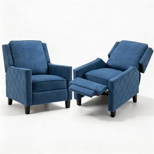 AVAWING Silla reclinable de 2 piezas, sillas con respaldo de alas con reposabrazos, silla decorativa moderna de mediados de siglo para sala de Azul