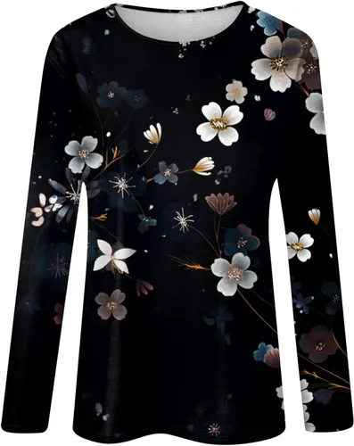 Miniatura 2 de Camisas de Navidad para mujer, a la moda, casual, elegante, cuello redondo, manga de 7 puntos, estampado navideño