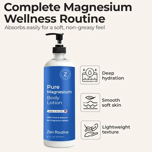 Miniatura 3 de Loción de magnesio para el sueño y los calambres en las piernas – Crema altamente concentrada y no grasa con manteca de karité – Cloruro de magnesio