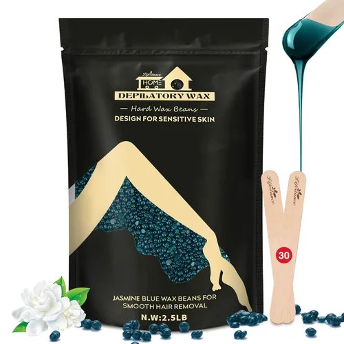 Kit de Cera Brasileña para Bikini Azul Dura Lifestance de 2.5 libras con 30 Aplicadores - Perlas de Cera Perlada para Cara, Cuerpo, Piernas - Para
