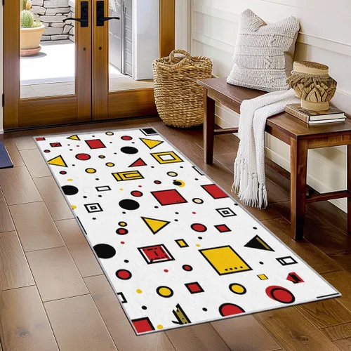 Miniatura 14 de Memphis Runner Rug 2x4 Small - Hallway Runner Rug Retro 80s Funky Geometric Fashion Pattern, Non Slip, Washable, Memphis Home Decor Carpet for
