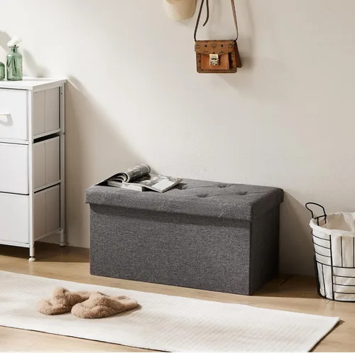 Miniatura 2 de NEWBULIG Banco Otomán de Almacenamiento Plegable de 30 Pulgadas con Asiento Acolchado para Dormitorio, Taburetes Reposapiés Pequeños al Final