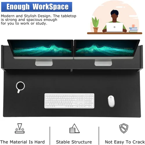 Miniatura 6 de PayLessHere Escritorio de oficina, escritorio para computadora con cajones, bandeja para teclado, escritorio de estudio de 43 pulgadas para el hogar