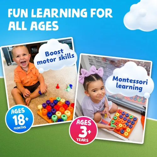 Miniatura 2 de Skoolzy Montessori Tablero Sensorial de Clavijas Juego de 33 Piezas - Desarrolla el Juego Sensorial Terapia Ocupacional Juguetes Educativos