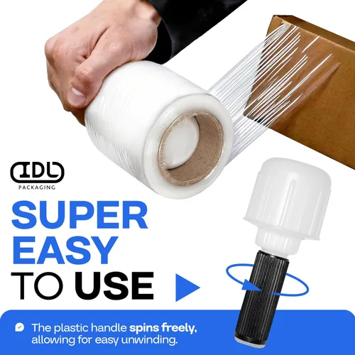 Miniatura 4 de IDL Packaging Mini rollo elástico de 3 pulgadas, 700 pies, calibre 120 (paquete de 2) con un mango de plástico incluido – Envoltura de plástico