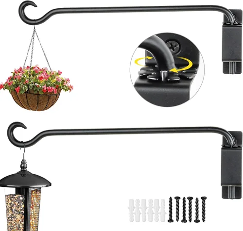 Miniatura 12 de AJART - Gancho para colgar macetas y comederos de pájaros en exteriores, color negro A-1 pieza