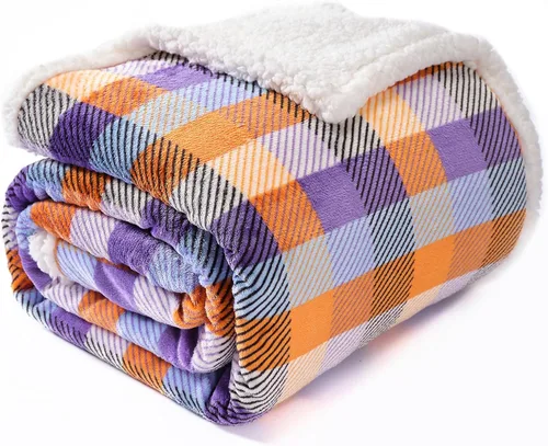 Miniatura 11 de BEAUTEX Manta de Vellón Sherpa, Mantas y Cobijas de Felpa a Cuadros Búfalo Súper Suaves y Cálidas, Manta Ligera Acogedora y Suave para Sofá y Cama