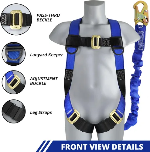 Miniatura 2 de TRSMIMA Arnés de seguridad para protección contra caídas, kit de arnés de techo de construcción de cuerpo completo, cordón de 6 pies ANSI