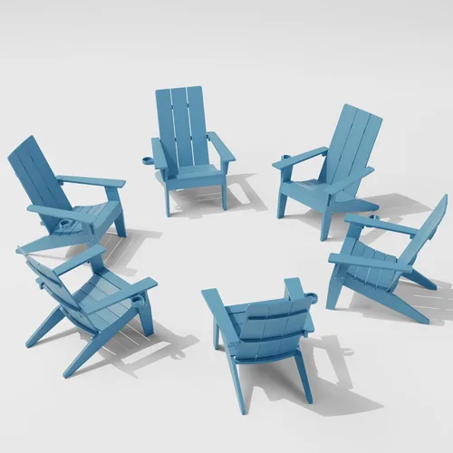 Miniatura 17 de MXIMU Silla Adirondack moderna resistente a la intemperie con portavasos, sillas de gran tamaño para hogueras Adorondic de plástico al aire libre
