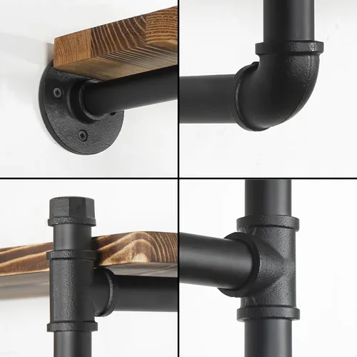 Miniatura 8 de WEBI Perchero de pared con estante, perchero industrial de 24 pulgadas con estantes, barra de ropa de hierro resistente, barra de ropa de exhibición