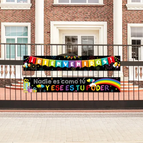 Miniatura 6 de Blulu Cartel de bienvenida en español, cartel inspirador en español para el primer día de escuela, cartel motivacional con 40 puntos adhesivos