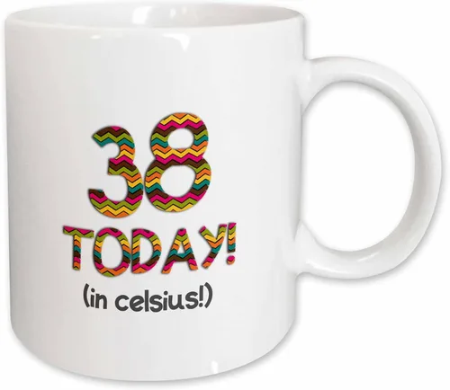 Miniatura 10 de 3dRose InspirationzStore ocasiones – 38 today. en Celsius – Funny 100o cumpleaños. 38 °C es 100 en grados Fahrenheit – tazas, Negro/Blanco